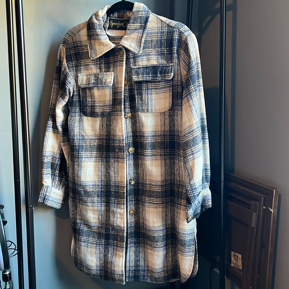 Spoon Jeans Plaid Button Down Dress Women Size S
